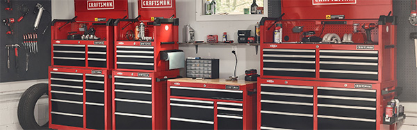 Craftsman Garage Setup with Steel Storage Chests